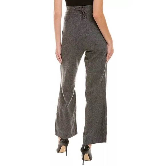 Frances Valentine Sailor Gray Wool Pant Women's 14 High Waisted Laced Wide Leg - Picture 2 of 12